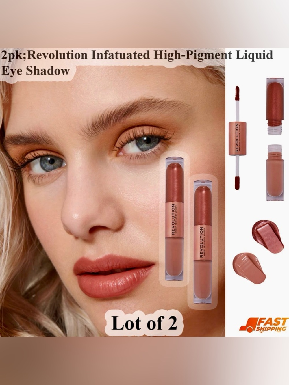 Lot of 2 Revolution Liquid Eyeshadow Duo — Warm Rose & Bronze Shimmer